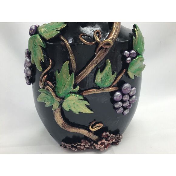 Bottle Art Decorated Decanter Clay Grapevine Vineyard Wine Theme Hand Painted - Picture 2 of 8